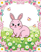 Pink Bunny Meadow Butterflies Rug