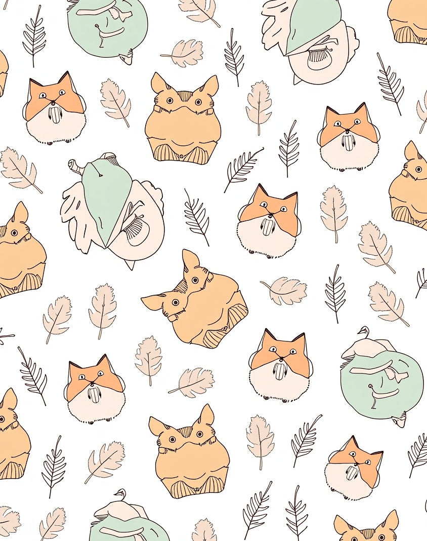 Cute Fox and Owl Autumn Leaves Rug