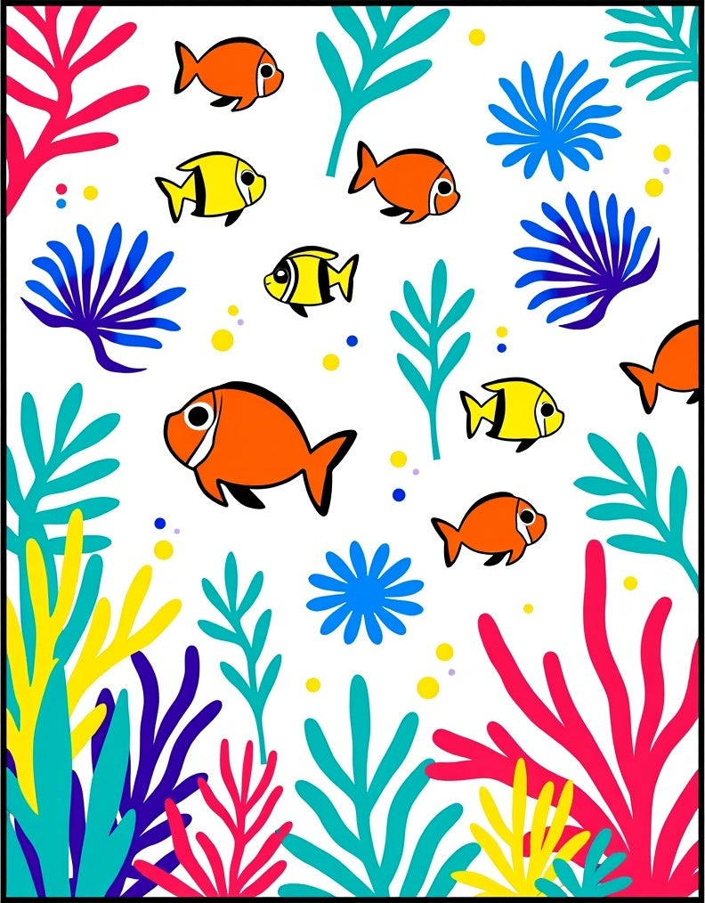 Bright Coral Reef Fish Scene Rug