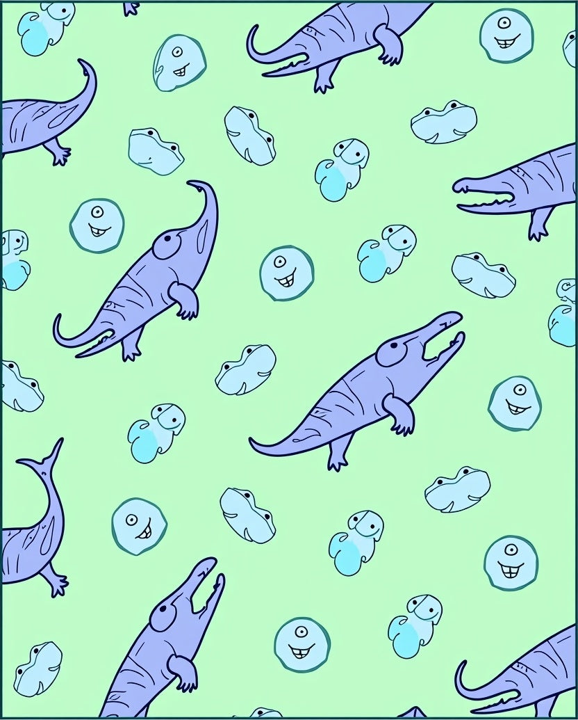 Light Green Cartoon Dinosaur Friends Rug