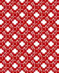 Modern Red White Geometric Interlocking Squares Rug