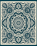 Cream Teal Floral Medallion Harmony Rug