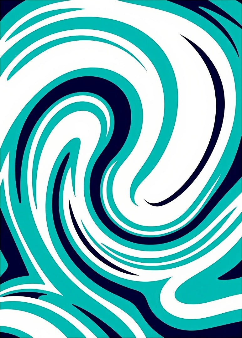 Turquoise Dark Blue Swirl Abstract Rug