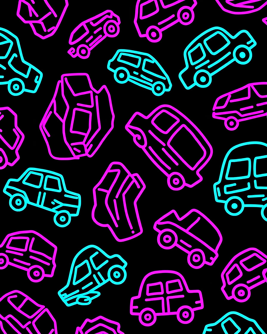 Neon Car Collection Rug