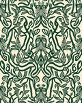 Deep Green Art Nouveau Botanical Vines Rug