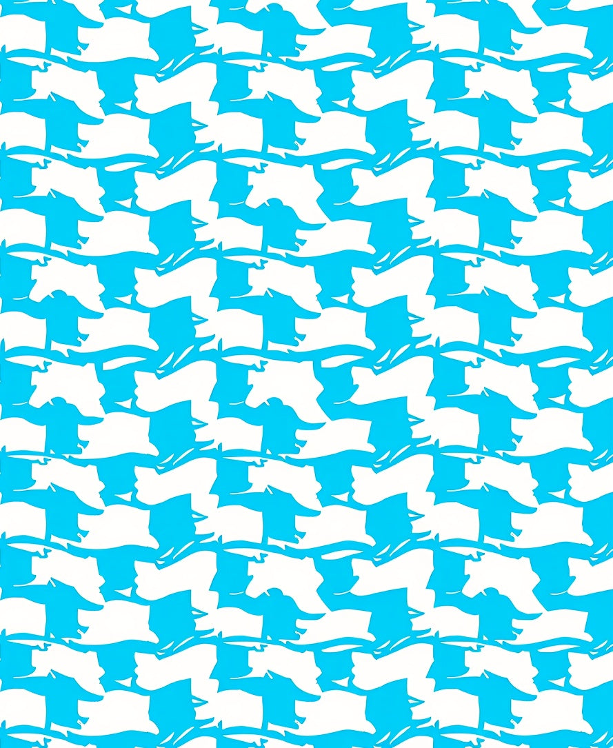 Bright Blue Contemporary Illusion Rug