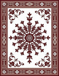 Deep Crimson Intricate Floral Frame Rug