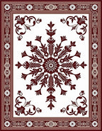 Deep Crimson Intricate Floral Frame Rug