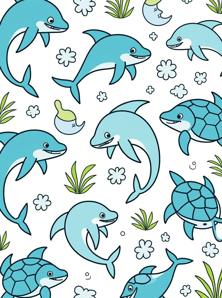 Playful Blue Dolphins Underwater Adventure Rug