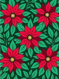 Vibrant Red Poinsettia Green Foliage Rug