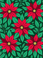 Vibrant Red Poinsettia Green Foliage Rug