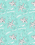 Aqua Starfish Coral Swirls Rug