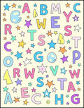 Whimsical Alphabet Stars Scattered Rug