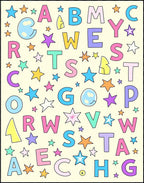 Whimsical Alphabet Stars Scattered Rug