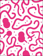 Hot Pink Abstract Whimsical Curvy Rug