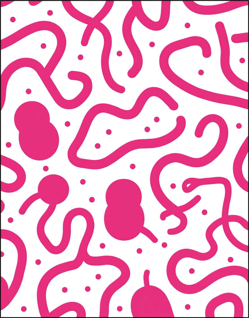 Hot Pink Abstract Whimsical Curvy Rug