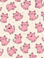 Playful Pink Kittens Starry Background Rug