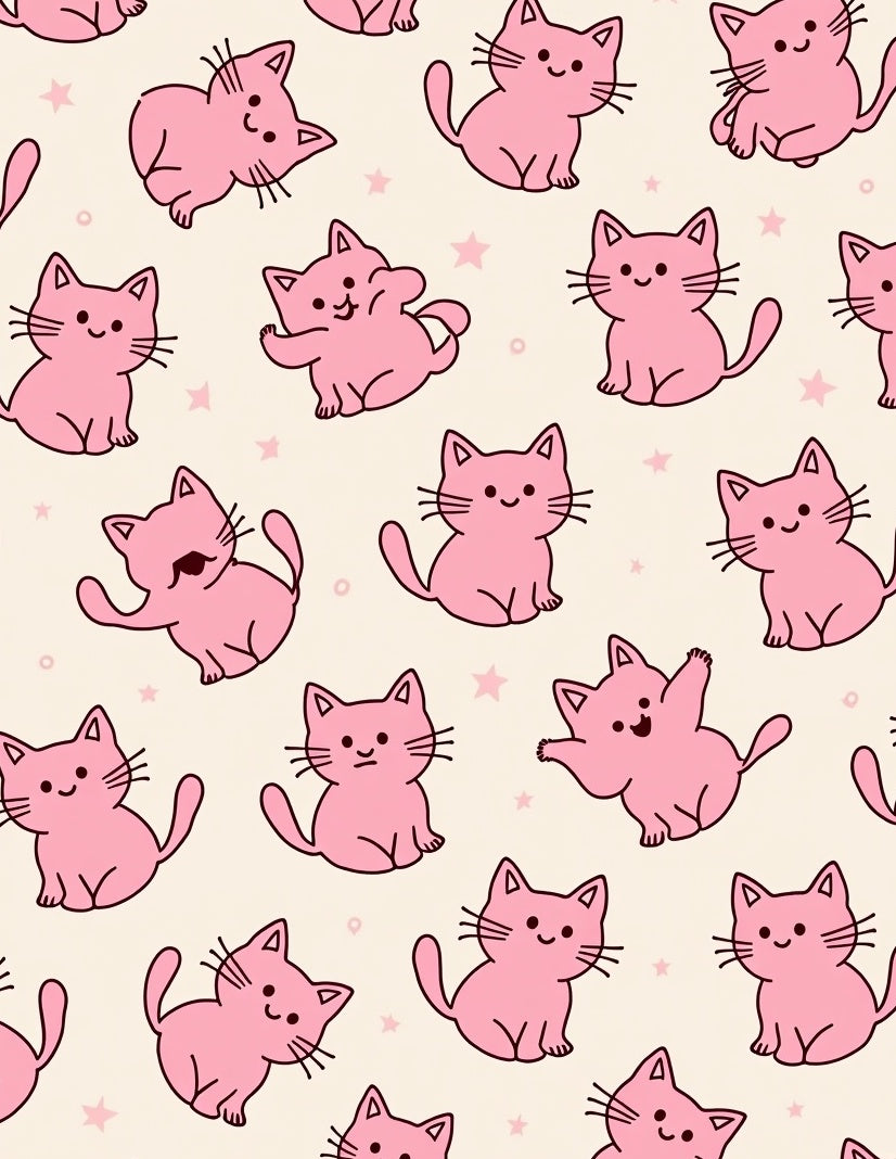 Playful Pink Kittens Starry Background Rug