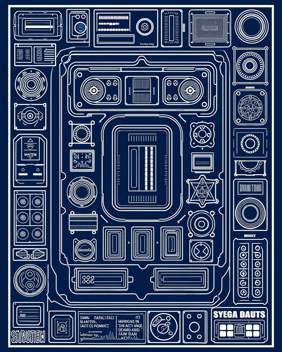 Blueprint Schematic Circuit Board Rug