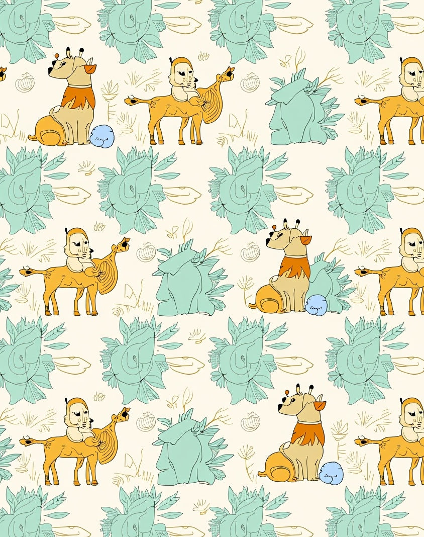 Whimsical creature gold and teal safari Rug