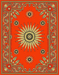 Golden Sunburst Floral Border Rug