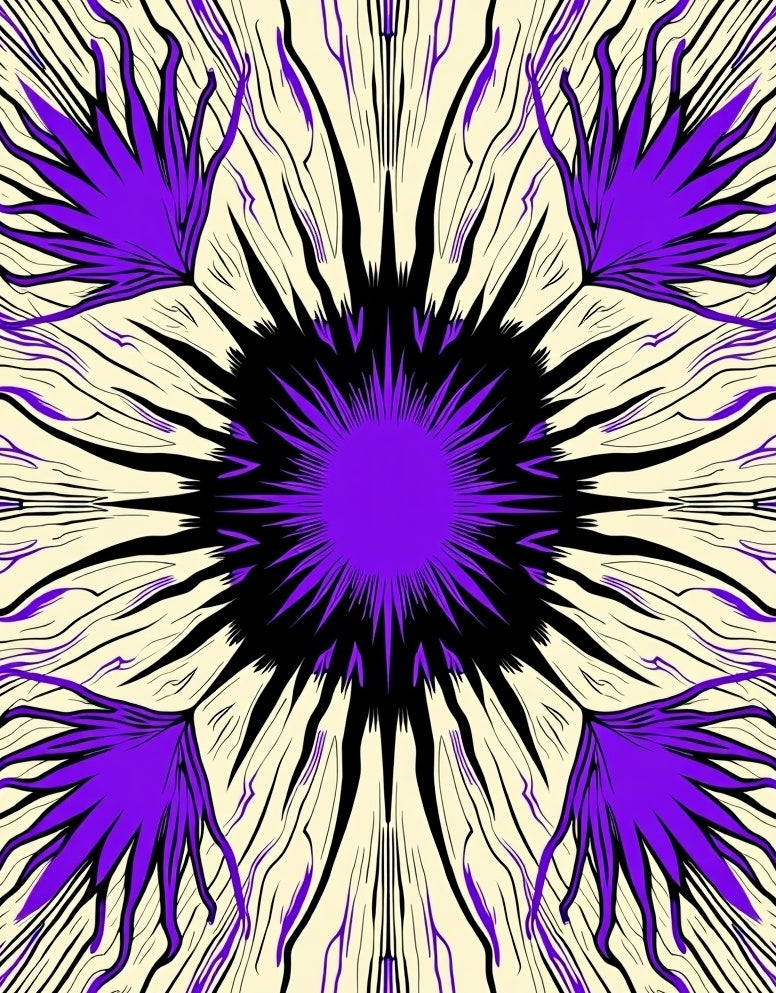 Vibrant Purple Sunburst Symmetric Rug