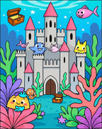 Underwater Castle With Whimsical Sea Creatures Rug