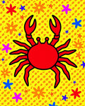 Red Crab Pop Art Daisy Field Rug