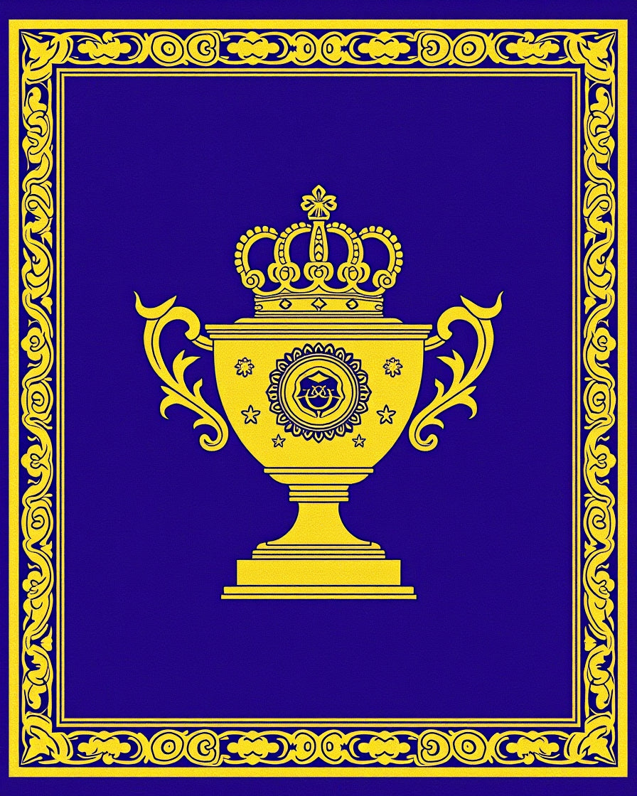 Royal Blue Golden Trophy Border Rug