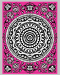 Vibrant Pink Black Mandala Bloom Rug