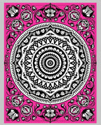 Vibrant Pink Black Mandala Bloom Rug