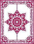 Crimson Floral Medallion Frame Rug