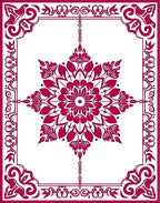 Crimson Floral Medallion Frame Rug