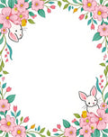 Sweet Pink Blossom Bunny Border Rug
