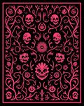 Pink Skulls Floral Vines Arrangement Rug