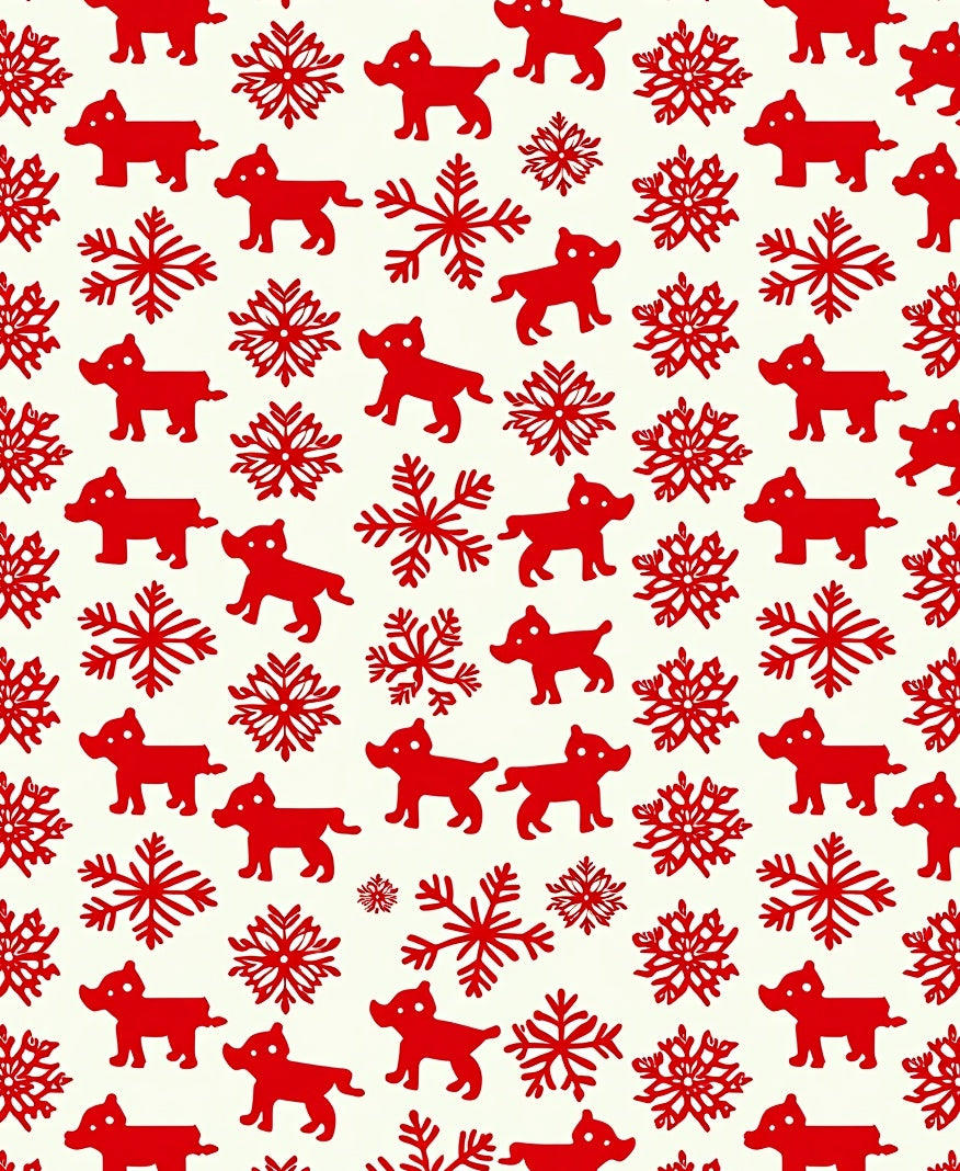 Red Puppy Snowflake Repeat Rug