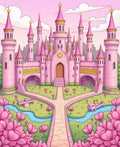 Dreamy Pink Castle Garden Pathway Rug