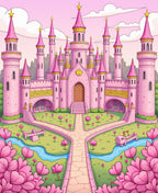 Dreamy Pink Castle Garden Pathway Rug