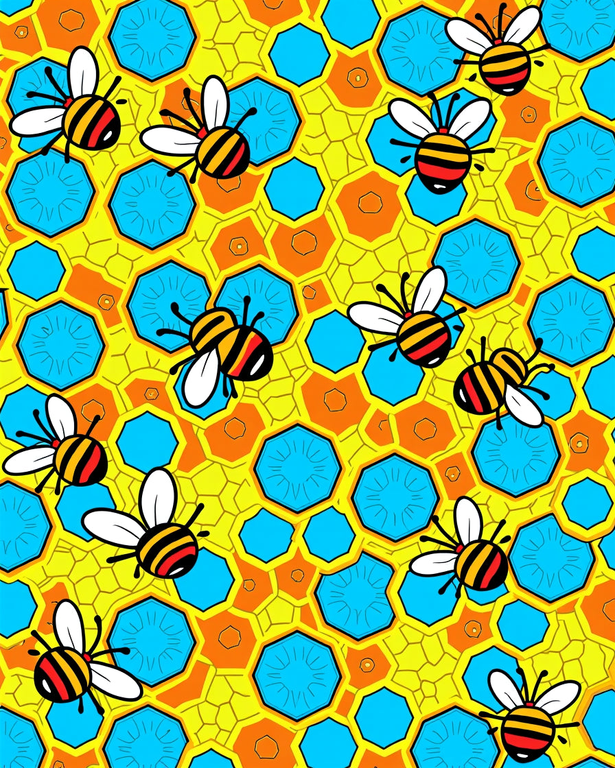 Yellow Bee Honeycomb Watercolor Rug
