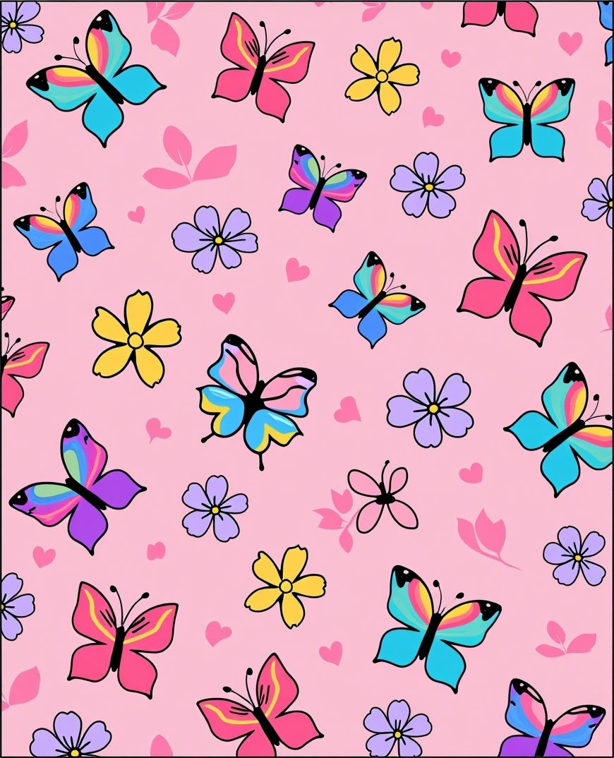 Whimsical Butterflies and Flowers Garden Rug