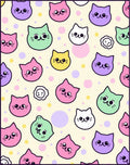 Cute Pastel Kitten Faces Scattered Dots Rug