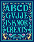 Navy Teal Whimsical Floral Alphabet Rug