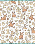 Whimsical Hare Alphabet Forest Print Rug