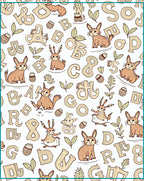 Whimsical Hare Alphabet Forest Print Rug