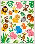 Jungle Safari Animals Playful Arrangement Rug