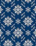 Winter Snowflake Collection White On Blue Rug