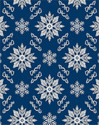 Winter Snowflake Collection White On Blue Rug