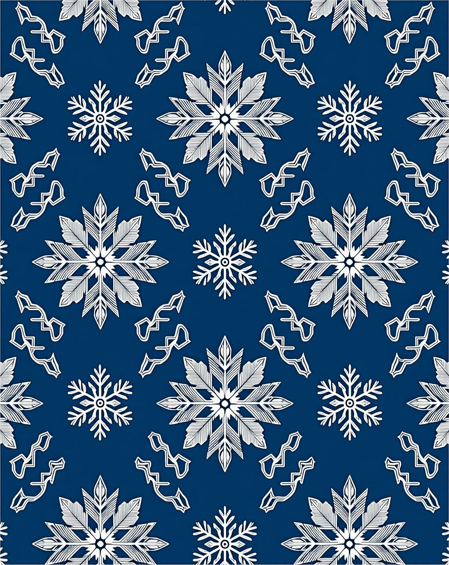 Winter Snowflake Collection White On Blue Rug