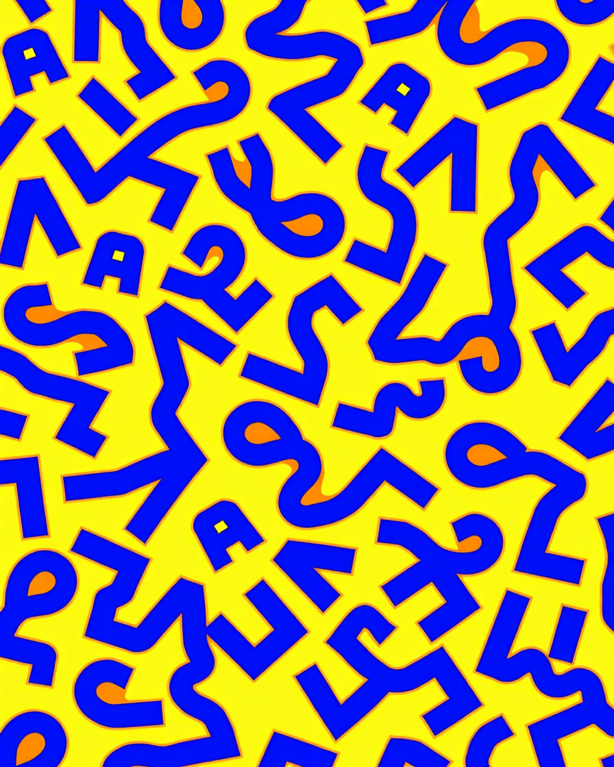 Bold Blue Abstract Shapes Yellow Background Rug
