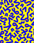 Bold Blue Abstract Shapes Yellow Background Rug
